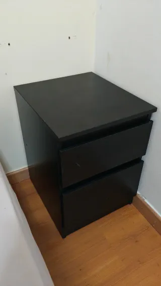 Mesita de noche negra 2 cajones
