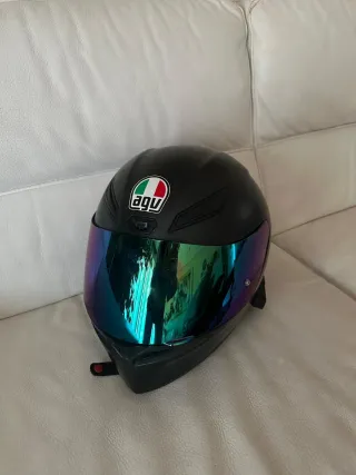 Casco Moto AGV Negro Visera Azul + Visera original