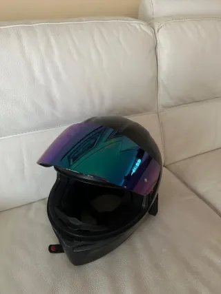 Casco Moto AGV Negro Visera Azul + Visera original