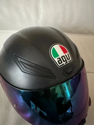 Casco Moto AGV Negro Visera Azul + Visera original