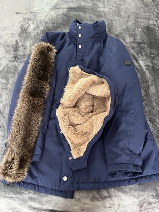 Parka Bugatti Azul con Capucha y Pelo