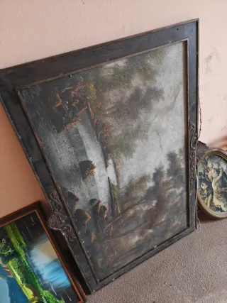 Cuadro antiguo madera y cristal