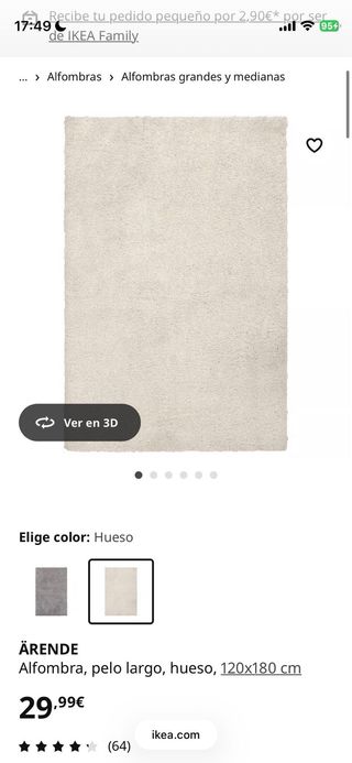 Alfombra Ikea pelo largo suave