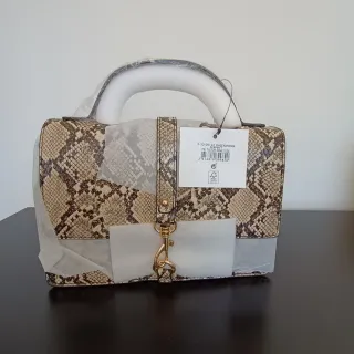 Mala senhora,nova, padrão cobra bege e castanho.