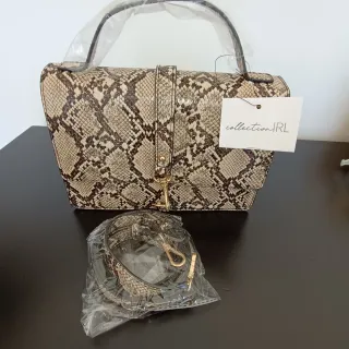 Mala senhora,nova, padrão cobra bege e castanho.