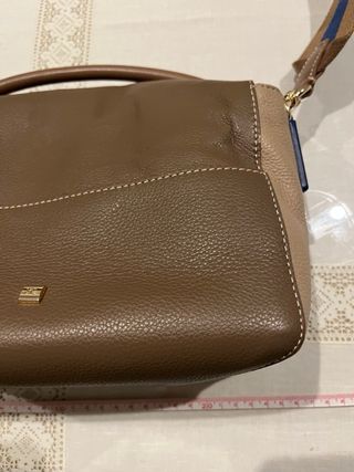 Bolso Piel Purificación García Beige/Marrón