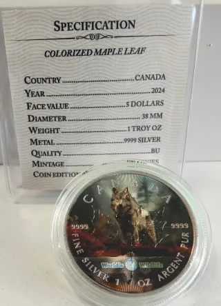 Moneda 2024 Plata Vida Salvaje Lobo 1 oz