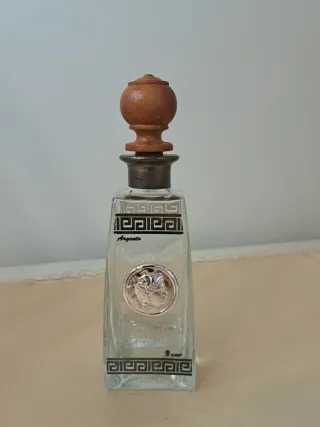 Decanter Vetro Argento Testa Uomo Legno
