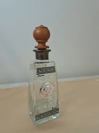 Decanter Vetro Argento Testa Uomo Legno