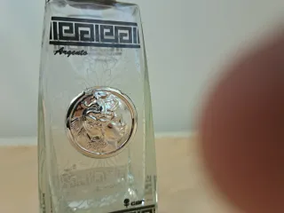 Decanter Vetro Argento Testa Uomo Legno