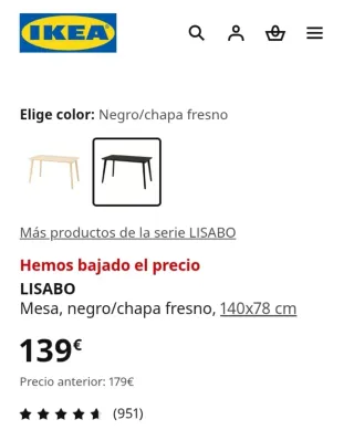 Mesa comedor madera negra Lisabo Ikea