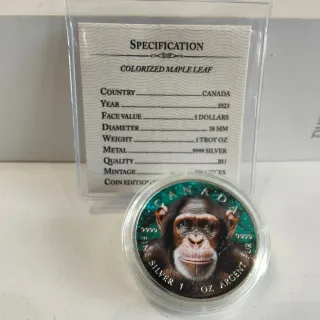 Moneda 2023 Plata Pura Canadá Chimpancé 1oz