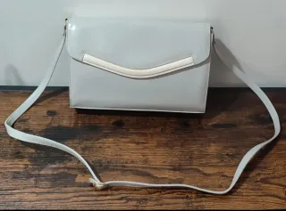Borsa vintage pelle anni '80 grigio/bianco