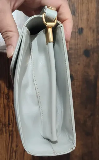 Borsa vintage pelle anni '80 grigio/bianco