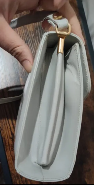Borsa vintage pelle anni '80 grigio/bianco