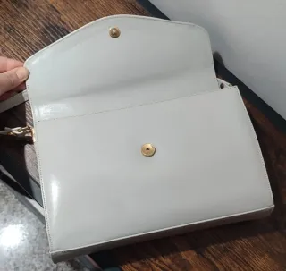 Borsa vintage pelle anni '80 grigio/bianco