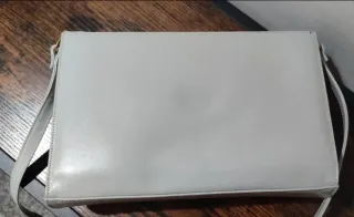 Borsa vintage pelle anni '80 grigio/bianco