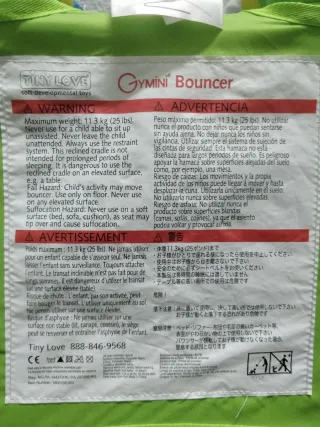 Bouncer Tiny Love Gymini con vibrador relajante.