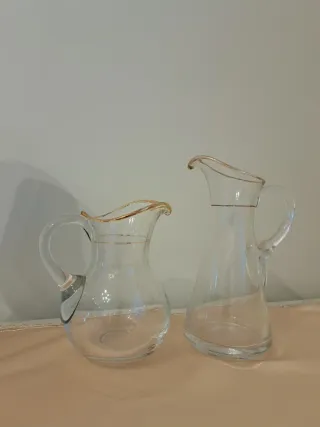 Set 2 caraffe vetro soffiato bordo oro