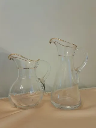 Set 2 caraffe vetro soffiato bordo oro