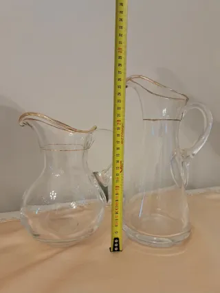 Set 2 caraffe vetro soffiato bordo oro