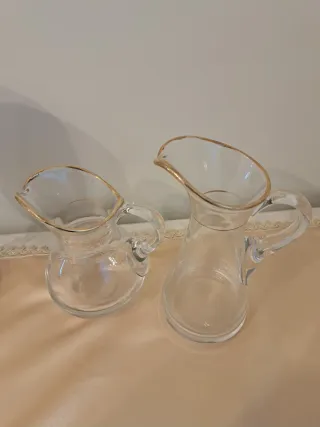 Set 2 caraffe vetro soffiato bordo oro
