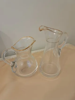 Set 2 caraffe vetro soffiato bordo oro