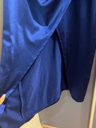 Vestido largo azul drapeado