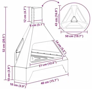 Estufa chimenea exterior metal marrón