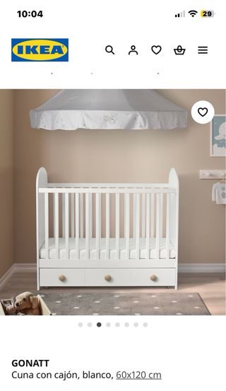 Cuna IKEA Gonatt 123x66cm Gris