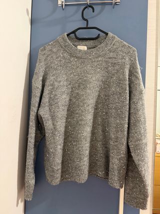Jersey H&M tachuelas brillantes gris XXS