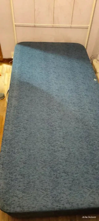 Canapé tapizado abatible 90x190 tela y madera