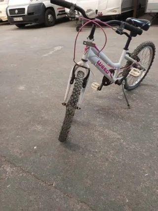Bicicleta infantil blanca y rosa de 20 pulgadas
