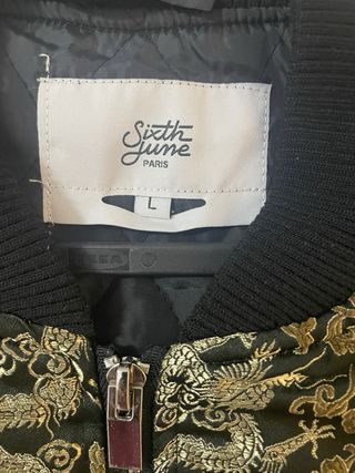 Chaqueta Bomber Negra y Dorada Talla L
