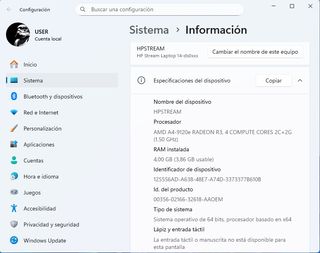 Portátil HP Stream 14 Plata