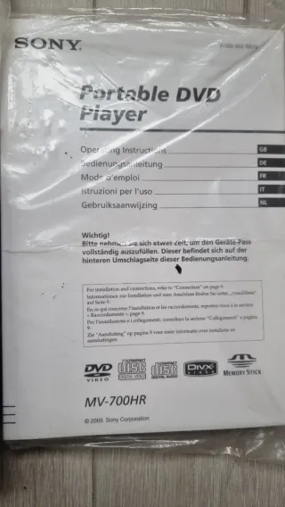 Reproductor DVD Portátil Sony MV-700HR MP3
