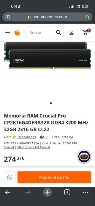 Kit RAM Crucial Pro DDR4 32GB 3200MHz