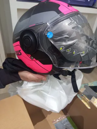 Casco Axxis Rosa y Gris