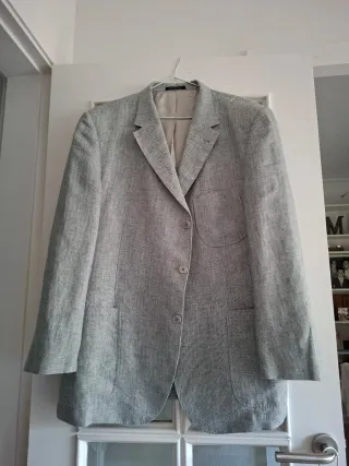 Americana de lino gris