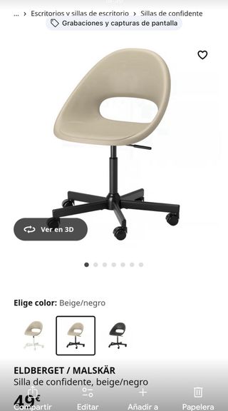 Silla giratoria de ruedas Ikea beige