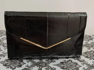 Borsa vintage pelle cobra nera oro