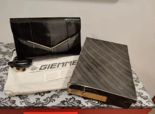 Borsa vintage pelle cobra nera oro