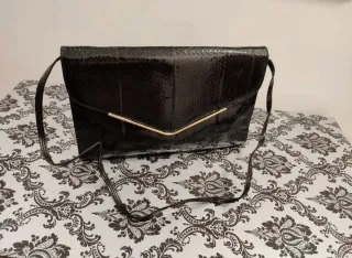 Borsa vintage pelle cobra nera oro