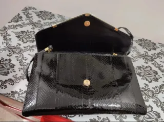 Borsa vintage pelle cobra nera oro