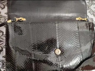 Borsa vintage pelle cobra nera oro