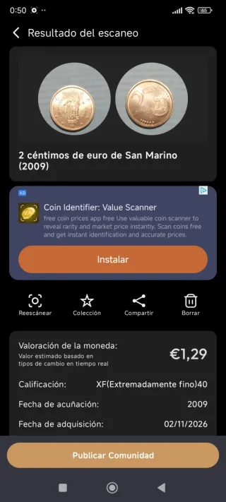 Lote 3 monedas San Marino 1, 2 y 5 céntimos 2006