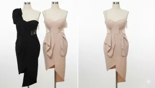 Vestido Moda Italia Negro/Beige