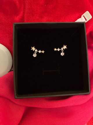 Pendientes estrellas y circonitas dorados