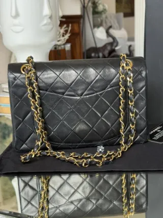 Bolsa Chanel Timeless Classic Preta Dourada