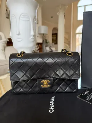 Bolsa Chanel Timeless Classic Preta Dourada